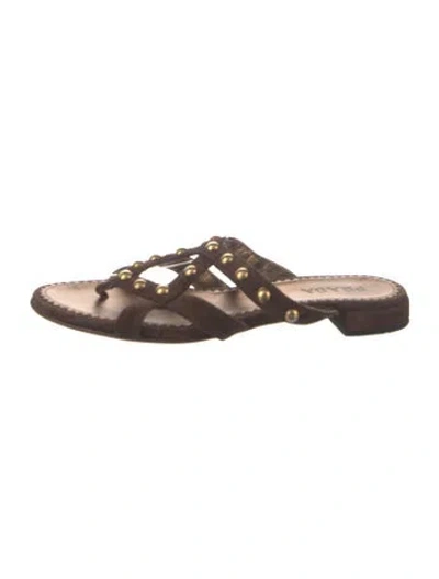 Pre-owned Prada Suede Studded Accents Slides In Multi