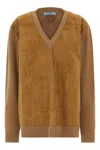 Prada Suede Sweater In Brown