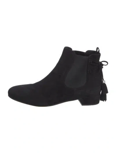 Pre-owned Prada Suede Tassel Accents Chelsea Boots In Black