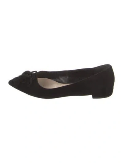 Pre-owned Prada Suede Tassel Accents Flats In Black