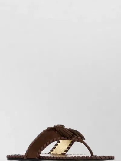 Prada Suede Thong Sandals Open Toe Flat Sole In Brown