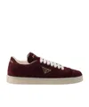 Prada Suede Sneakers In Burgundy