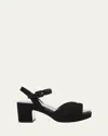Prada Suede Triangle Logo Platform Sandals In Black