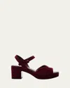 Prada Suede Triangle Logo Platform Sandals In Purple