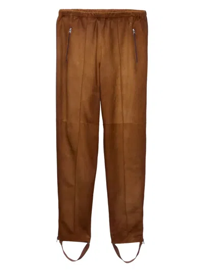 Prada Suede Trousers In Brown