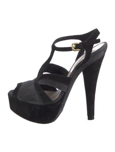 Pre-owned Prada Suede T-strap Sandals In Multi