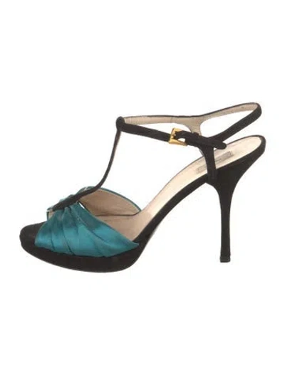 Pre-owned Prada Suede T-strap Sandals In Multi
