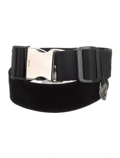 Pre-owned Prada Suede Waist Belt In Black
