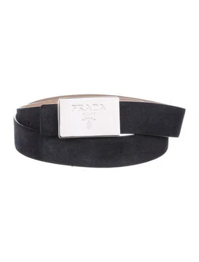 Pre-owned Prada Suede Waist Belt In Blue