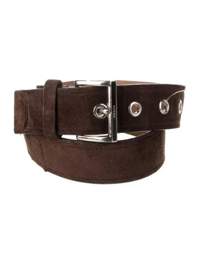 Pre-owned Prada Suede Waist Belt In Brown