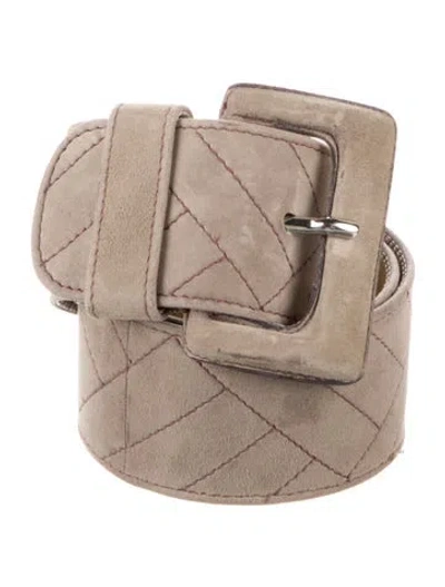 Pre-owned Prada Suede Waist Belt In Gray
