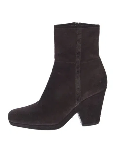 Pre-owned Prada Suede Western Boots In Brown