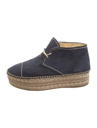 Pre-owned Prada Suede Whipstitch Trim Espadrilles
