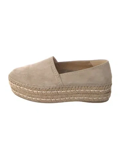 Pre-owned Prada Suede Whipstitch Trim Espadrilles In Neutral