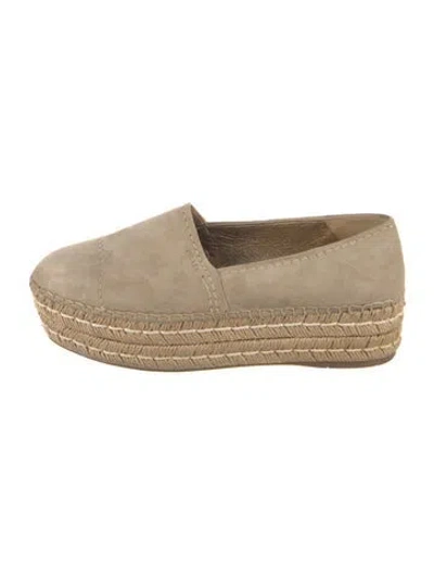 Pre-owned Prada Suede Whipstitch Trim Espadrilles In Neutrals
