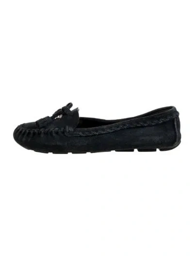 Pre-owned Prada Suede Whipstitch Trim Moccasins In Multicolor