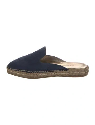 Pre-owned Prada Suede Whipstitch Trim Mules In Blue
