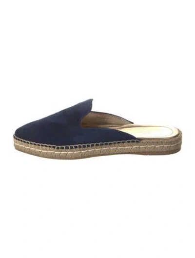 Pre-owned Prada Suede Whipstitch Trim Mules In Blue