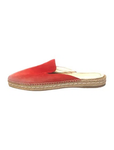 Pre-owned Prada Suede Whipstitch Trim Mules In Red