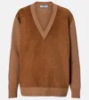 Prada Suede, Wool, And Cashmere Sweater In Brown