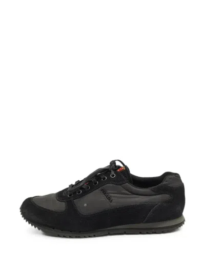 Pre-owned Prada Suede-panel Sneakers In Black