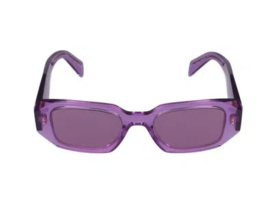 Prada 0pr 17ws Geometric Rectangular Sunglasses In Purple