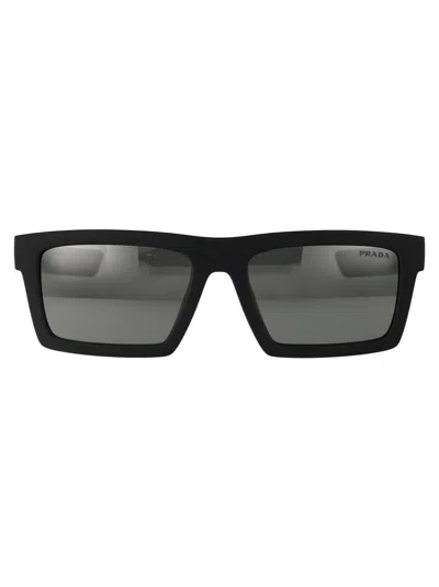 Prada Linea Rossa Metal Grey Nylon Sunglasses In Black