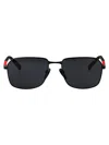 Prada Linea Rossa 57mm Rectangular Sunglasses In Black