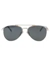 Prada Double-bridge Pilot-frame Sunglasses In 1bc175 Silver