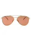 Prada Engraved Logo Pilot-frame Sunglasses In 5ak07v Gold