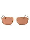Prada Logo-engraved Rectangle-frame Sunglasses In 5ak07v Gold