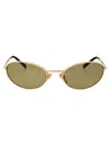 Prada Eyewear Oval Frame Sunglasses In 5ak70g Gold