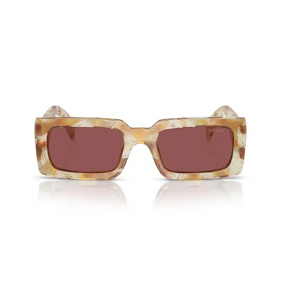 Prada Logo-print Rectangle-frame Sunglasses In Brown