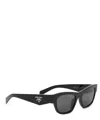 Prada Angular Black Acetate Sunglasses With Dark Lenses In Black
