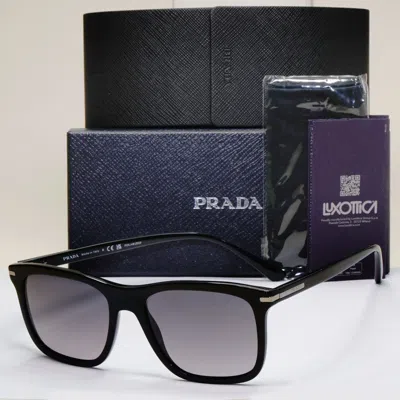 Pre-owned Prada Sunglasses Black Grey Polarized Glass Lens Square Pr18ws Spr 18w 1ab-09g