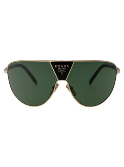 Prada Gold Metal Sunglasses In Green