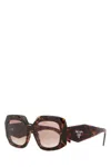 Prada Brown Tortoise Logo Sunglasses In Multi