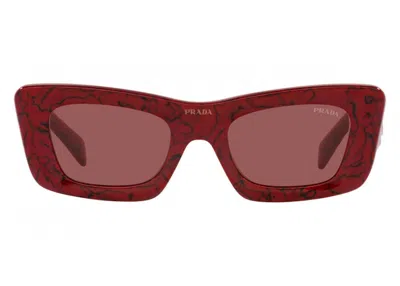Pre-owned Prada Sunglasses Pr 13zsf52) In Etruscan Marble/dark Violet (pr13zsf/15d08s
