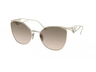 Pre-owned Prada Sunglasses Pr 50zs Zvn3d0 Light Gold Brown / Gray Woman
