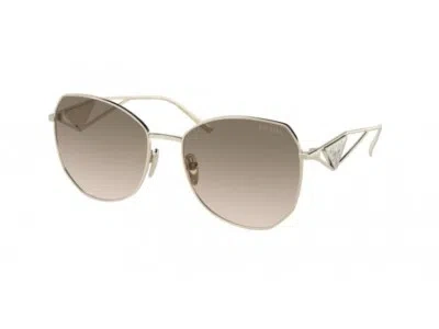 Pre-owned Prada Sunglasses Pr 57ys Zvn3d0 Gold Brown Woman