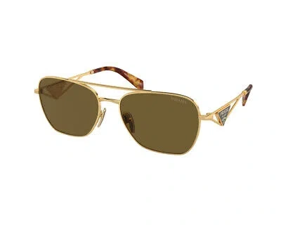 Pre-owned Prada Sunglasses Pr A50s 5ak01t Gold Brown Woman