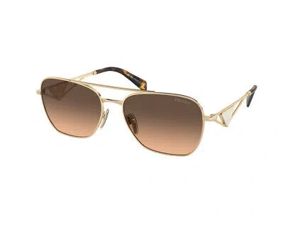 Pre-owned Prada Sunglasses Pr A50s Zvn50c Gold Brown Woman