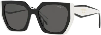 Pre-owned Prada Sunglasses Pr15ws 09q5s0 54mm Black/talc / Dark Grey Lens In Gray