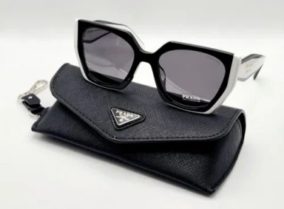 Pre-owned Prada Sunglasses Pr15ws 09q5s0 54mm Black/talc / Dark Grey Lens In Gray