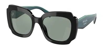 Pre-owned Prada Sunglasses Pr16ys 1ab08q 52mm Black Blue / Azure Mirror Lens In Silver