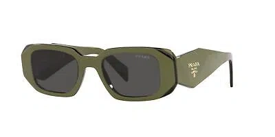 Pre-owned Prada Sunglasses Pr17ws 13n5s0 49mm Sage Black / Dark Grey Lens In Gray