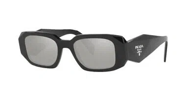 Pre-owned Prada Sunglasses Pr17wsf 1ab2b0 51mm Black / Grey Mirror Silver Lens In Gray