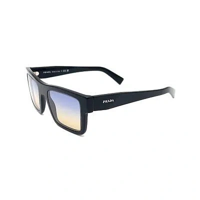 Pre-owned Prada Sunglasses Pr19ws 1ab06z 52mm Black / Clear Fifty Yellow Dark Blue Lens
