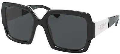 Pre-owned Prada Sunglasses Pr21xs Yc45s0 54mm Black White / Dark Grey Lens In Gray