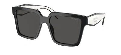 Pre-owned Prada Sunglasses Pr24zs 1ab5s0 56mm Black / Dark Grey Lens In Gray